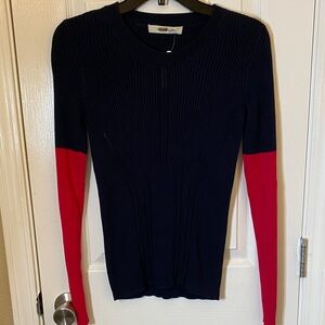 Cedric Charlier Navy  Pink long sleeve Knit Sweater Color Block